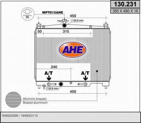 AHE 130231 Радіатор, охолодження двигуна