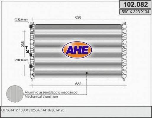 AHE 102082 Радіатор, охолодження двигуна