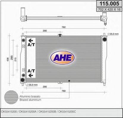 AHE 115005 Радіатор, охолодження двигуна