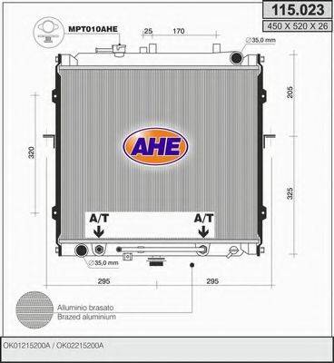 AHE 115023 Радіатор, охолодження двигуна