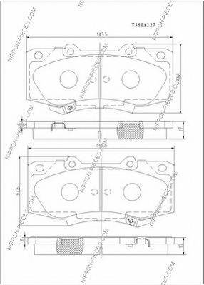 NPS T360A127 Комплект гальмівних колодок, дискове гальмо