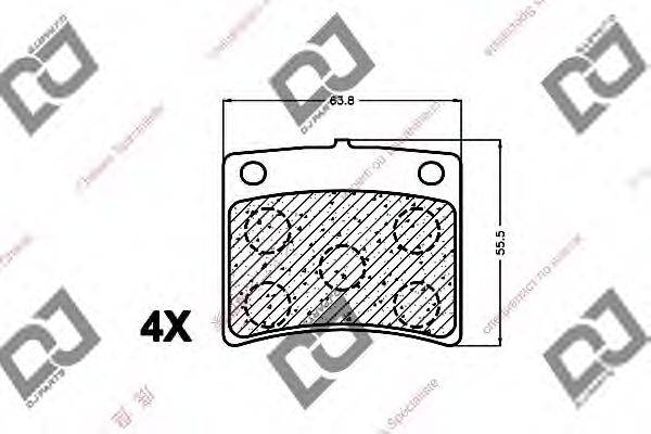 DJ PARTS BP1233 Комплект гальмівних колодок, дискове гальмо