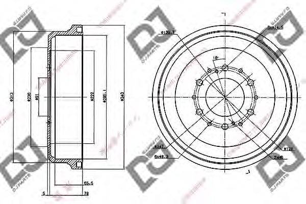 DJ PARTS BR1036 Гальмівний барабан