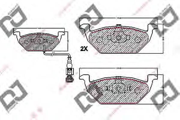 DJ PARTS BP1188 Комплект гальмівних колодок, дискове гальмо