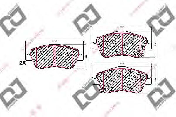 DJ PARTS BP1641 Комплект гальмівних колодок, дискове гальмо