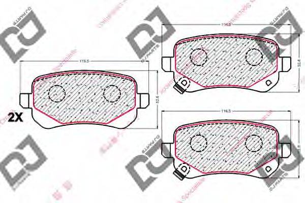 DJ PARTS BP2059 Комплект гальмівних колодок, дискове гальмо