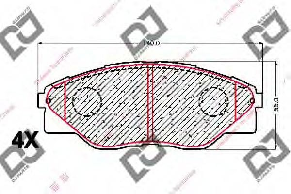 DJ PARTS BP2136 Комплект гальмівних колодок, дискове гальмо