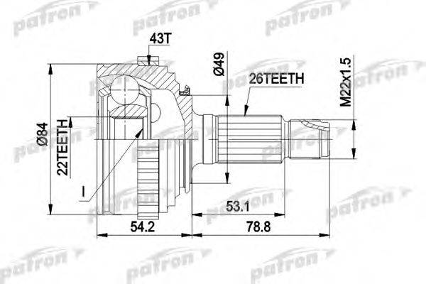 PATRON PCV1303 Шарнірний комплект, приводний вал