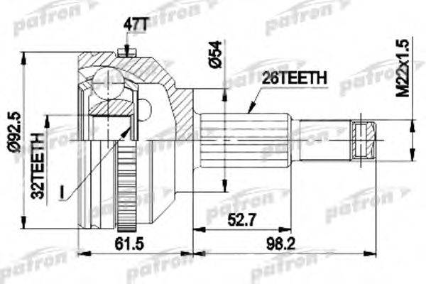 PATRON PCV1438 Шарнірний комплект, приводний вал