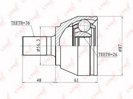 LYNXAUTO CO3058 Шарнірний комплект, приводний вал
