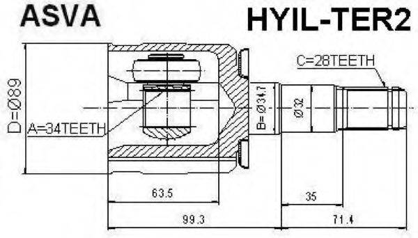 HYUNDAI 51611-H1A00 Шарнірний комплект, приводний вал