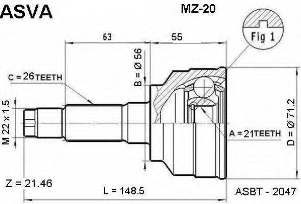 MAZDA G078-25-600 Шарнірний комплект, приводний вал