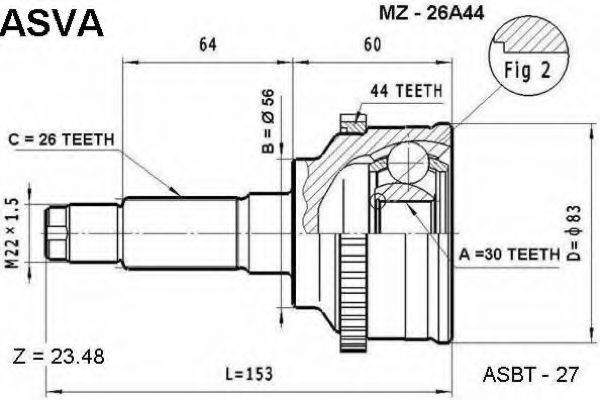 MAZDA FA22-25-50X Шарнірний комплект, приводний вал