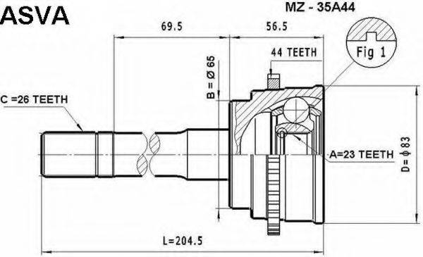 MAZDA MD162560X Шарнірний комплект, приводний вал