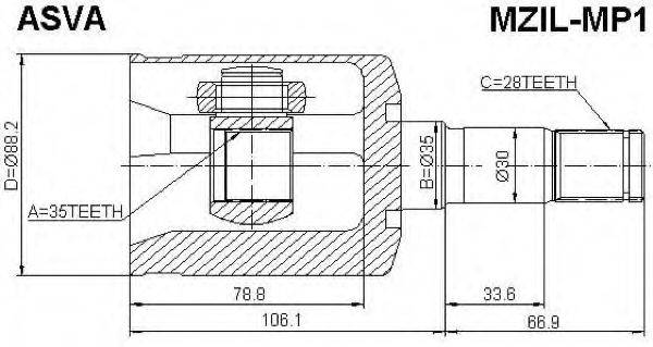 ASVA MZILMP1 Шарнірний комплект, приводний вал