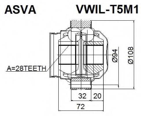 VAG 7H0498103X Шарнірний комплект, приводний вал