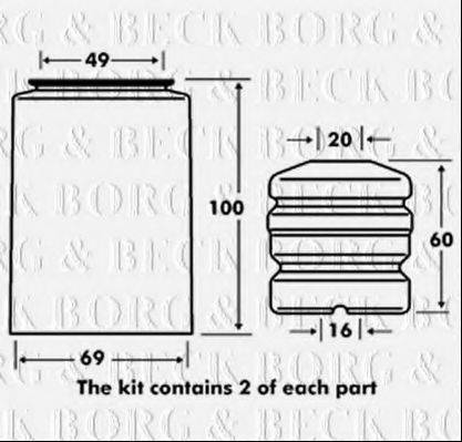 BORG & BECK BPK7024 Пилозахисний комплект, амортизатор