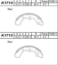 ASIMCO K1710 Комплект гальмівних колодок