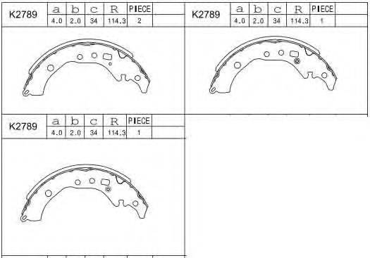 ASIMCO K2789 Комплект гальмівних колодок