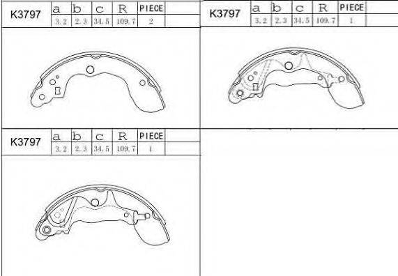 ASIMCO K3797 Комплект гальмівних колодок