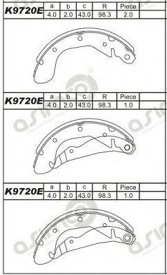 ASIMCO K9720E Комплект гальмівних колодок