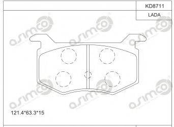 ASIMCO KD8711 Комплект гальмівних колодок, дискове гальмо
