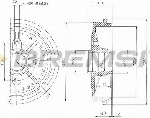 BREMSI DR5472 Гальмівний барабан