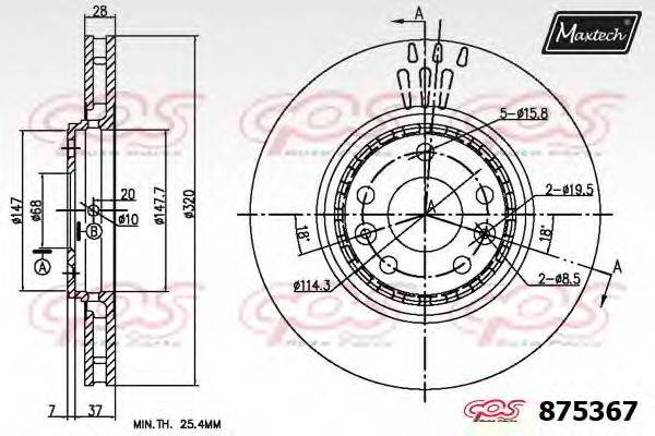 MAXTECH 8753670000 гальмівний диск