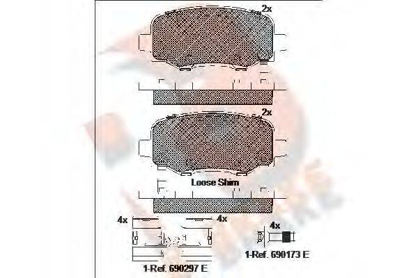 R BRAKE RB2176 Комплект гальмівних колодок, дискове гальмо