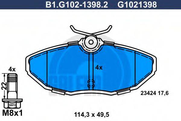 GALFER B1G10213982 Комплект гальмівних колодок, дискове гальмо