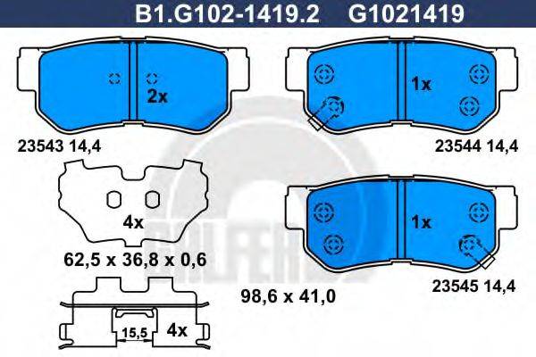GALFER B1G10214192 Комплект гальмівних колодок, дискове гальмо