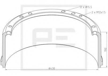 PE AUTOMOTIVE 01640600A Гальмівний барабан