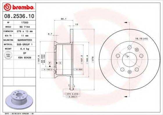 BREMBO 08253610 гальмівний диск