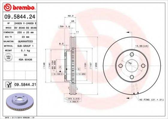 BREMBO 09584421 гальмівний диск