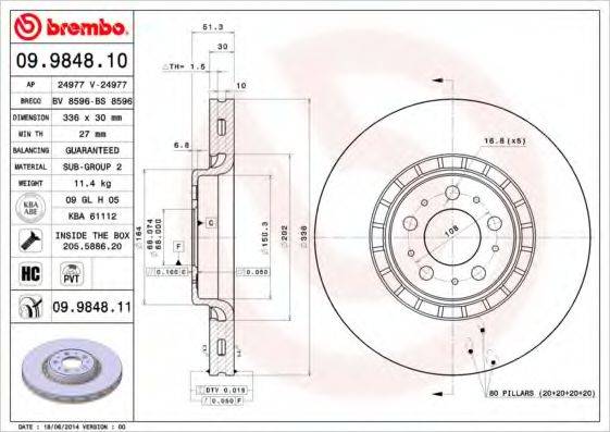 BREMBO 09984811 гальмівний диск