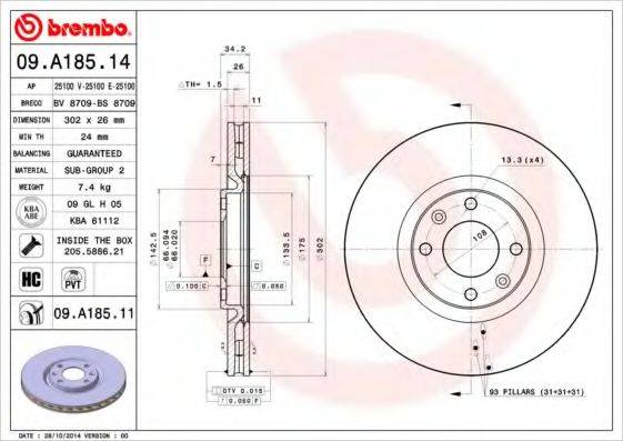 BREMBO 09.A185.11