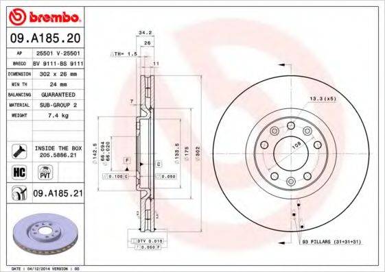 BREMBO 09.A185.21