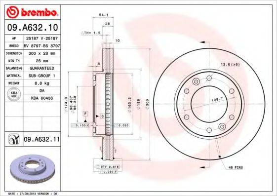 BREMBO 09A63210 гальмівний диск