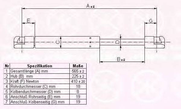 LANCIA 0000046309135 Газова пружина, кришка багажника