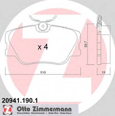 ZIMMERMANN 209411901 Комплект гальмівних колодок, дискове гальмо