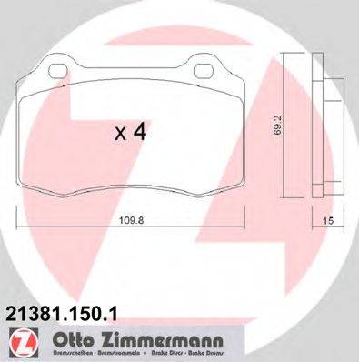 ZIMMERMANN 21381 Комплект гальмівних колодок, дискове гальмо