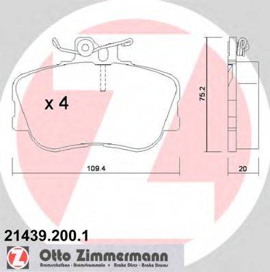 ZIMMERMANN 214392001 Комплект гальмівних колодок, дискове гальмо