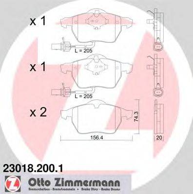 ZIMMERMANN 23018 Комплект гальмівних колодок, дискове гальмо