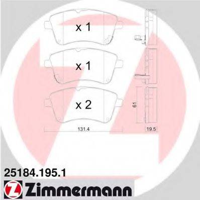 ZIMMERMANN 25185 Комплект гальмівних колодок, дискове гальмо
