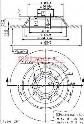 METZGER 14850V гальмівний диск