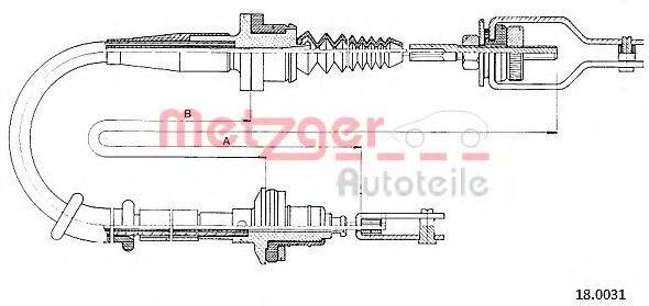 METZGER 180031 Трос, управління зчепленням