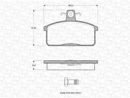 MAGNETI MARELLI 363702160600 Комплект гальмівних колодок, дискове гальмо